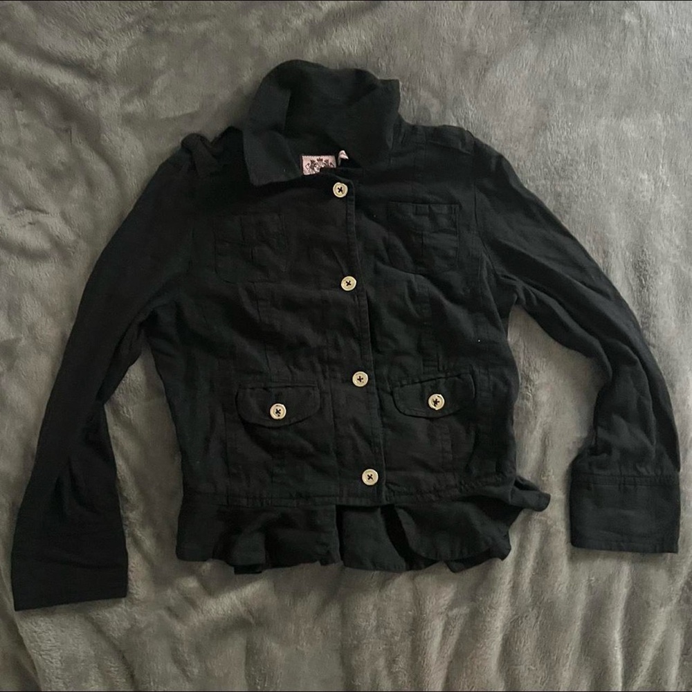 Juicy Couture Black Utility Jacket Cropped Belted